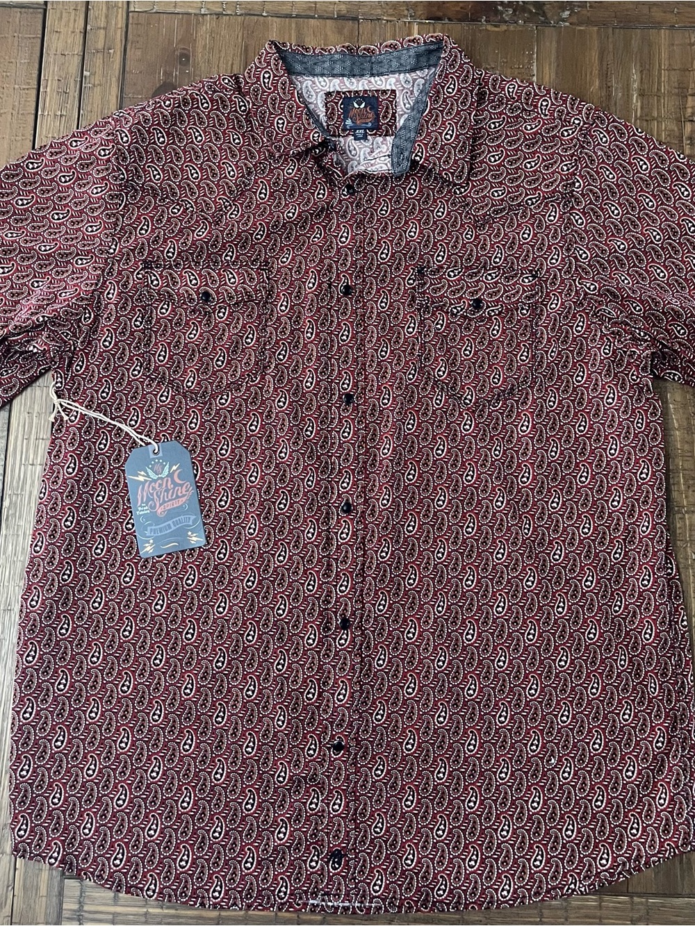Moonshine Spirit by Brad Paisley Men’s XXL NWT Burgundy Paisley Pearl Snap